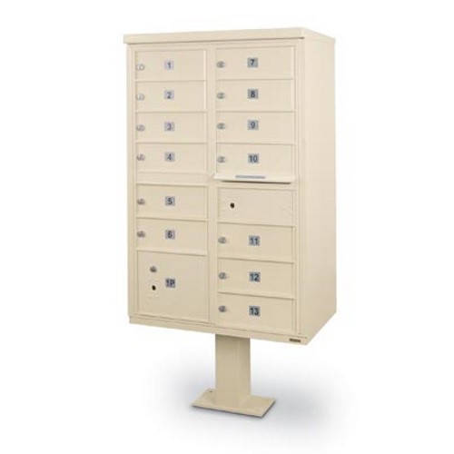 CAD Drawings BIM Models American Postal Manufacturing Co. 13 Door F-Spec Cluster Box Unit with Pedestal